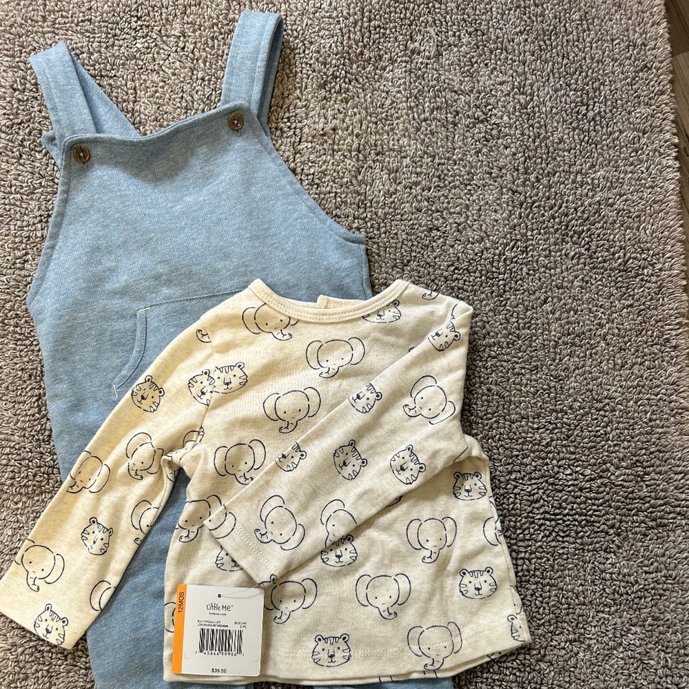 Little Me Knit Overall Set size 12 months NWT